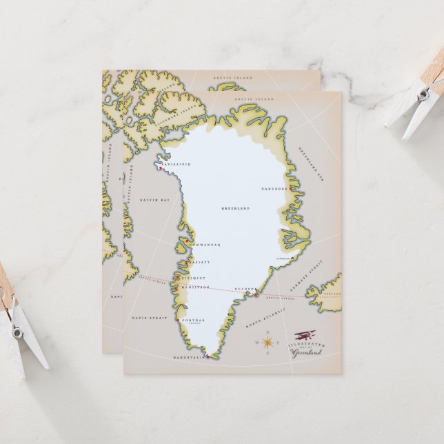 Illustrerad karta på Grönland (Fram/Back In Situ)