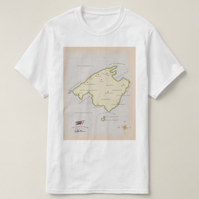 Illustrerad karta på Mallorca T Shirt (Design framsida)