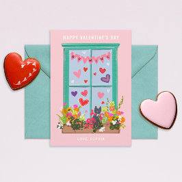 Illustrerad katt i Windows Valentine Classroom Inbjudningar