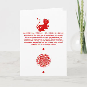 ILLUSTRERAD KINESISK ZODIAC PAPERCUT-TIGER HELGKORT