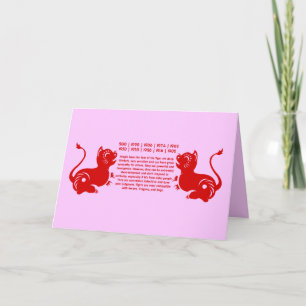 ILLUSTRERAD KINESISK ZODIAC PAPERCUT TIGER HELGKORT