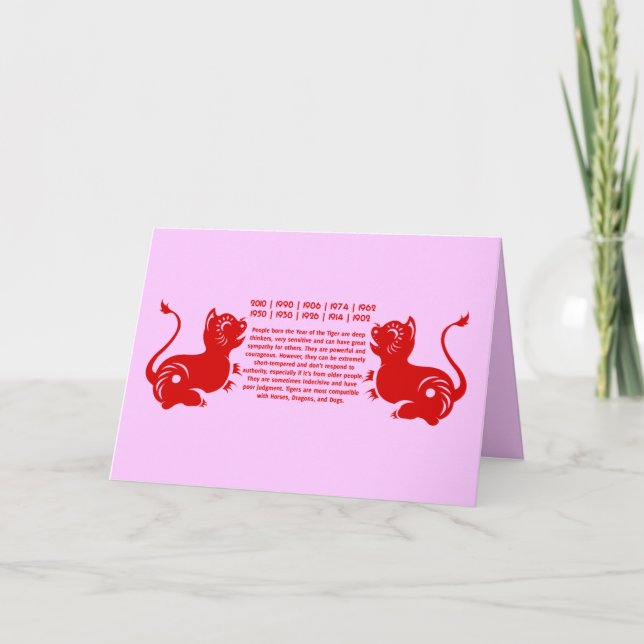 ILLUSTRERAD KINESISK ZODIAC PAPERCUT TIGER HELGKORT (Framsida)