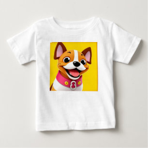 Illustrerad leende hund med halsband t shirt