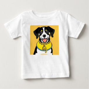 Illustrerad leende hund med halsband t shirt