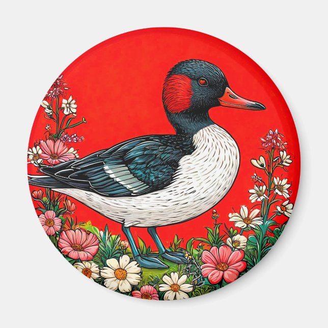 Illustrerad livfull anka magnet (Framsidan)