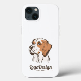 Illustrerad logotyp av en brun och vit hund