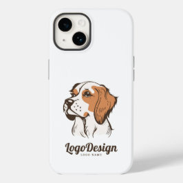 Illustrerad logotyp av en brun och vit hund