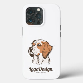 Illustrerad logotyp av en brun och vit hund
