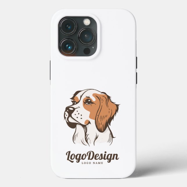 Illustrerad logotyp av en brun och vit hund (Baksida )