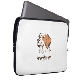 Illustrerad logotyp av en brun och vit hund laptop fodral