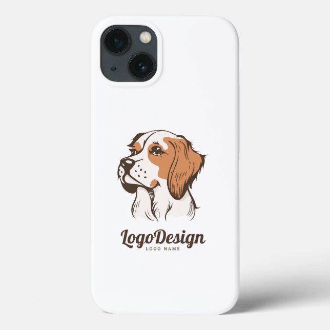 Illustrerad logotyp för en brun och vit hund (Baksida)