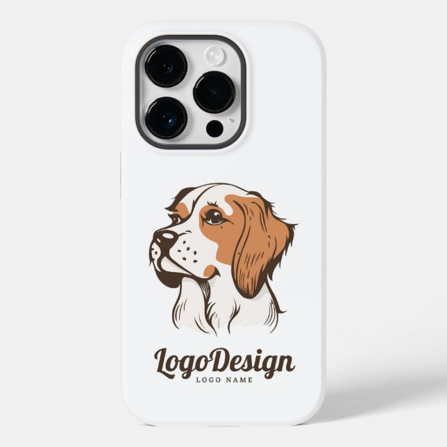 Illustrerad logotyp för en brun och vit hund (Baksida)