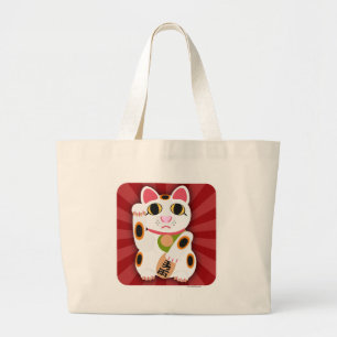 Illustrerad Lucky Cat Tecknade figurer-design Jumbo Tygkasse