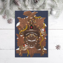 Illustrerad möss på julcuckoo Clock Blue