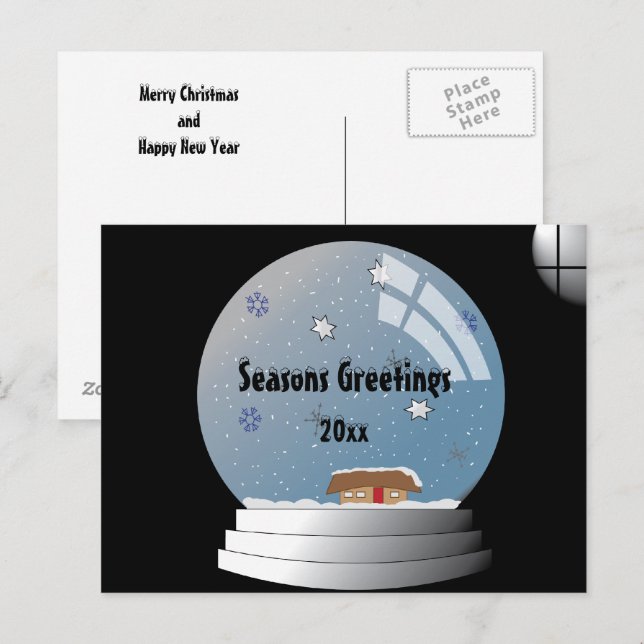 Illustrerad Personlig SnowGlobe Anpassningsbar Tex Vykort (Fram/baksida)