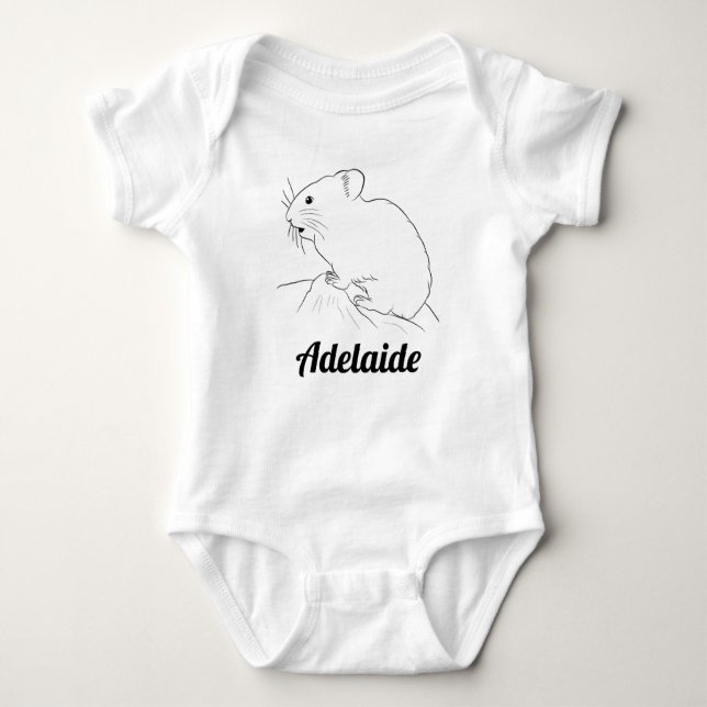 Illustrerad Pika-dragning på Sten Baby Namn T Shirt (Framsida)