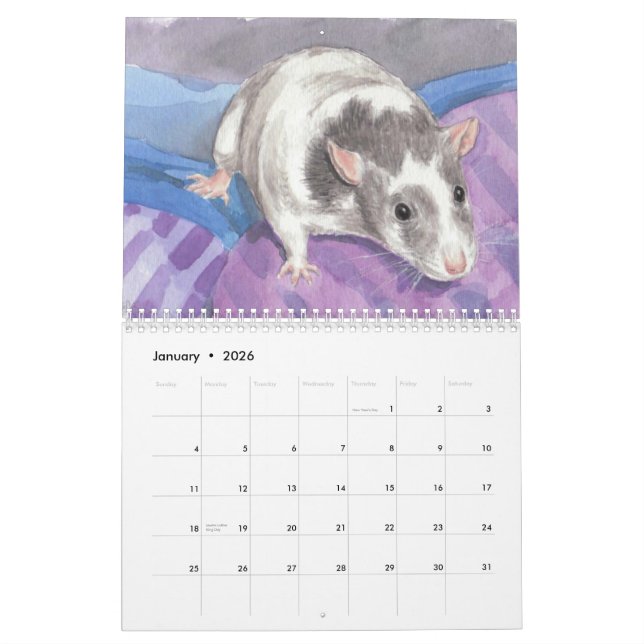 Illustrerad råttaporträttkalender 2011 kalender (Jan 2026)