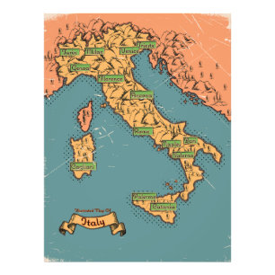 Illustrerad resa karta i Italien Fototryck
