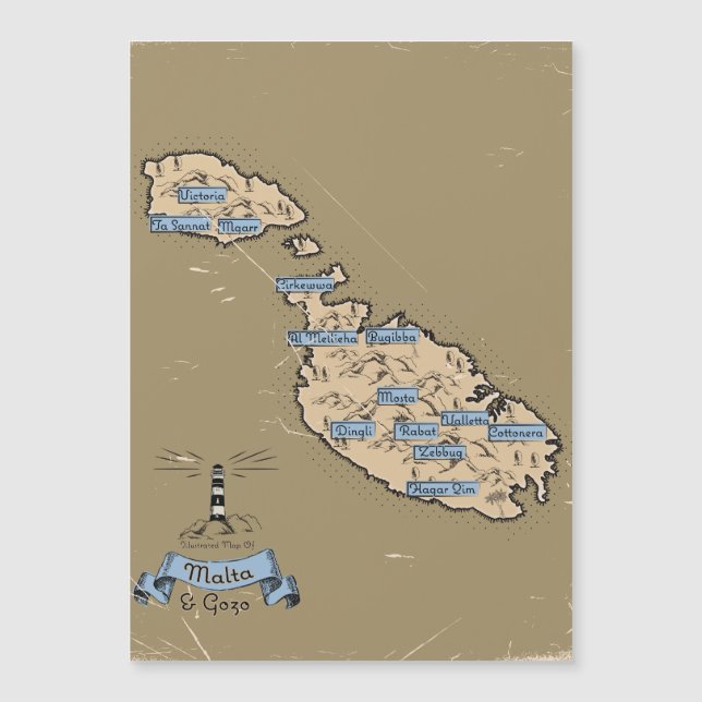 Illustrerad rese karta Malta (Framsida)