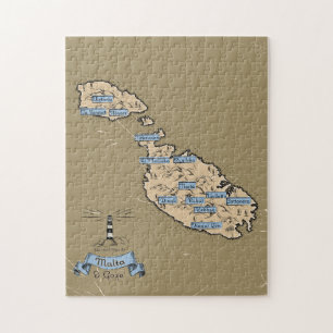Illustrerad rese karta Malta Pussel
