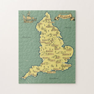 Illustrerad rese karta över England Pussel
