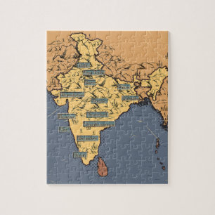 Illustrerad rese karta över Indien Pussel