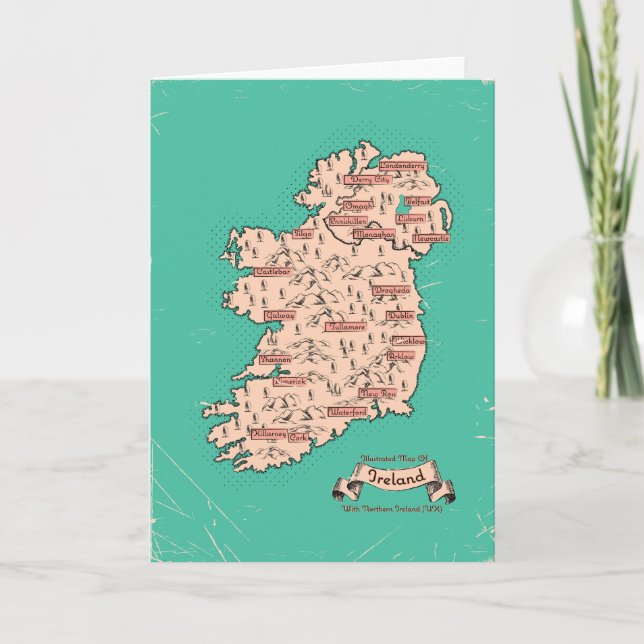 Illustrerad rese karta över Irland Inbjudan (Framsida)