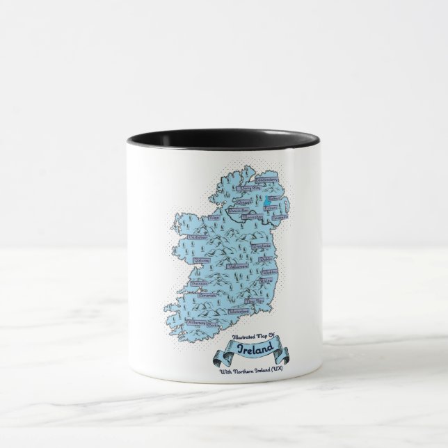 Illustrerad rese karta över Irland Mugg (Center)