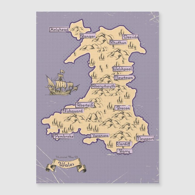 Illustrerad rese karta över Wales (Framsida)