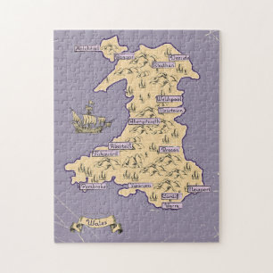Illustrerad rese karta över Wales Pussel