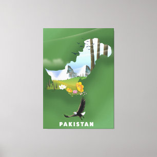 Illustrerad resehandbok för Pakistan. Canvastryck