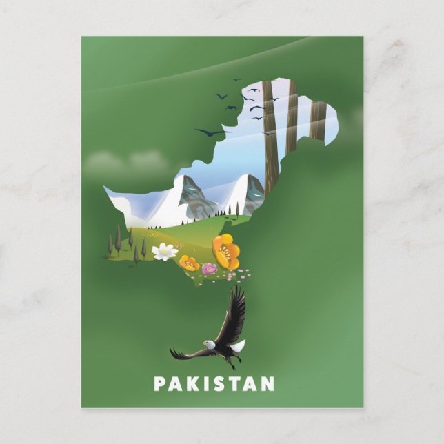 Illustrerad resehandbok för Pakistan. Vykort (Framsida)