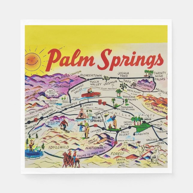 Illustrerad Retro Palm Springs  Pappersservett (Framsidan)