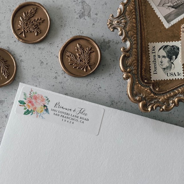 Illustrerad Returadress för tropisk Blommigt Etikett (Skapare uppladdad)