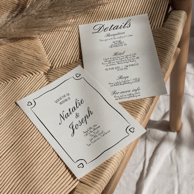 Illustrerad ritad vimik allt på en Roligt Bröllop Inbjudningar (Skapare uppladdad)