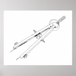 Illustrerad ritkompass poster