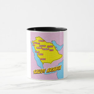 Illustrerad Saudi-Arabien-karta i Pop Art-stil Mugg