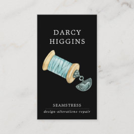 Illustrerad sjöfärgseamstress, svart visitkort