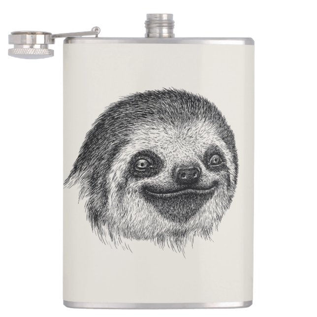 Illustrerad Sloth Ansikte Fickplunta (Öppnad)