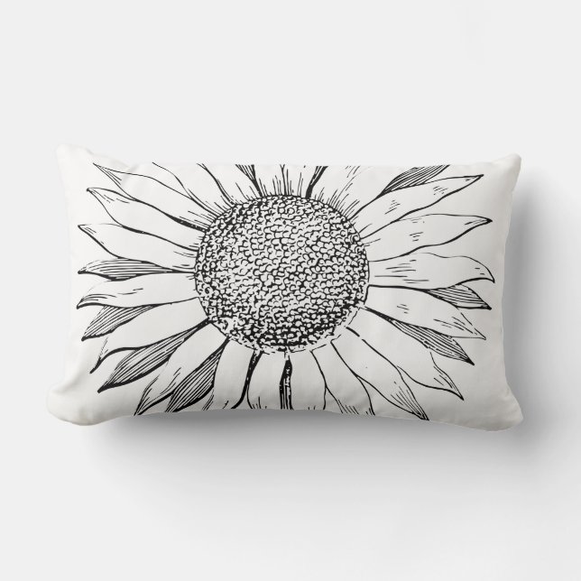 Illustrerad solros lumbarkudde (Framsida)