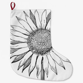 Illustrerad solros stor julstrumpa