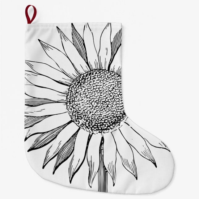 Illustrerad solros stor julstrumpa (Framsidan)