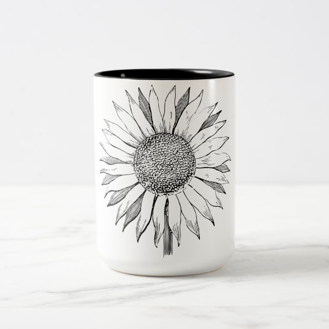 Illustrerad solros Två-Tonad mugg (Center)