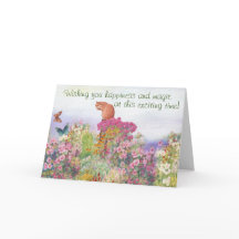 Illustrerad tabby i Garden Anpassningsbar Gratuler