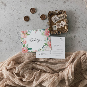 Illustrerad Tack för färgstark tropisk Blommigt Vykort