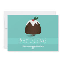 Illustrerad Teal White Smiling jul Pudding