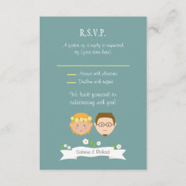 Illustrerad Tecknad par Porträtt Bröllop OSA Kort