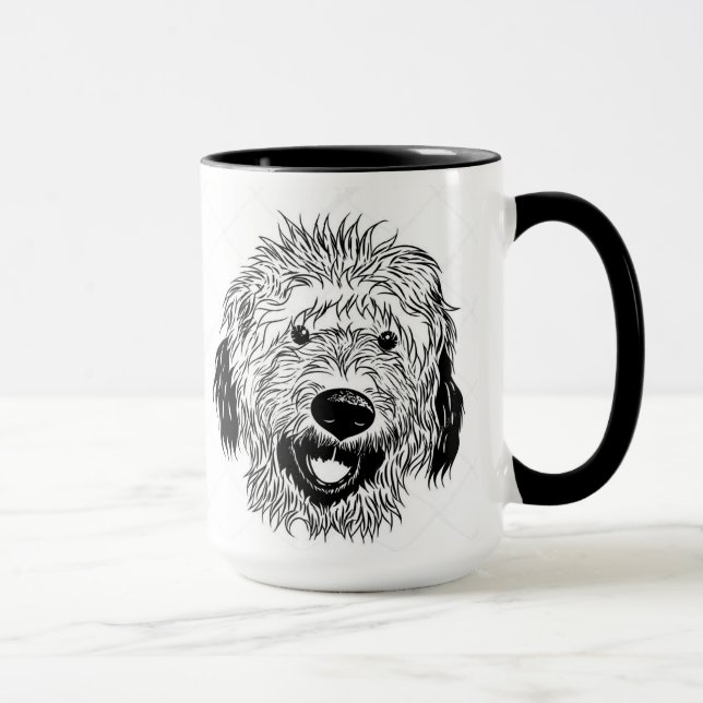 Illustrerad teckning av Goldendoodle Mugg (Höger)