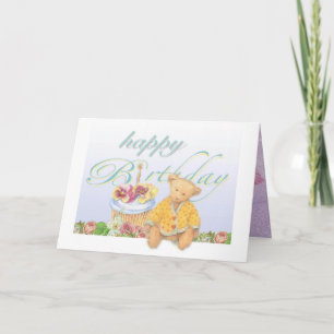 Illustrerad Teddybear muffinfödelsedag Kort
