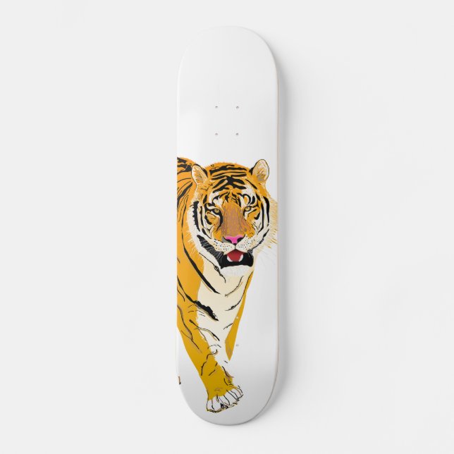 Illustrerad tiger mini skateboard bräda 18,7 cm (Framsida)